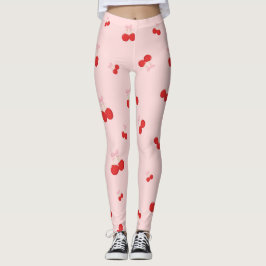 Rote Kirschen mit rosa Bow Coquette Hütte Chic Leggings