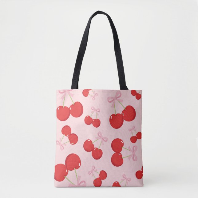 Rote Kirschen mit rosa Schleife Coquette Cottage C (Vorderseite)