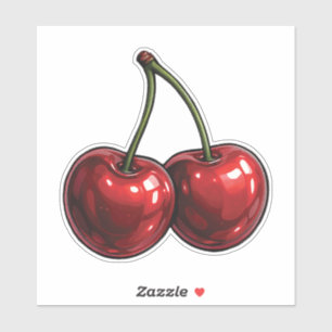 Rote Kirschen mit rosa Schleife Coquette Cottage C Aufkleber