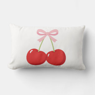 Rote Kirschen mit rosa Schleife Coquette Cottage C Lendenkissen