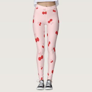 Rote Kirschen mit rosa Schleife Kokette Cottage-Ch Leggings
