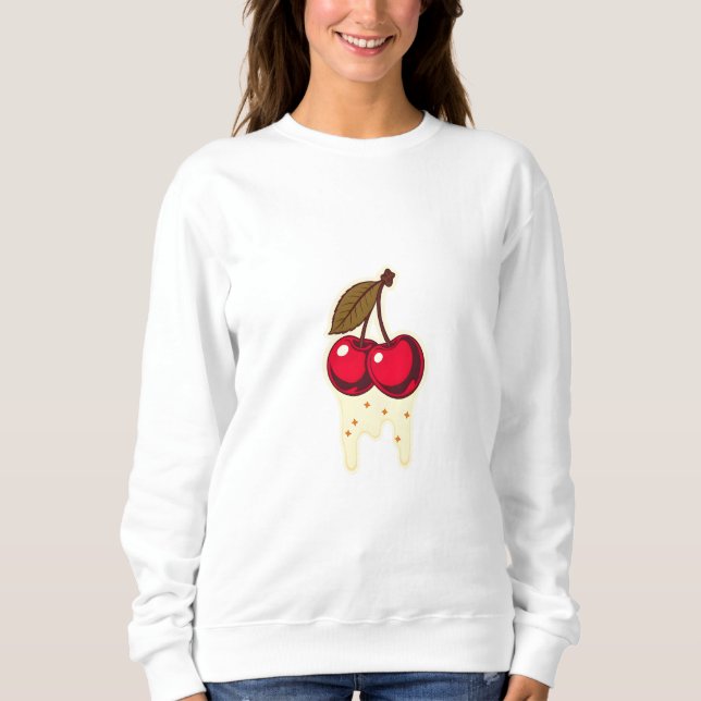 Rote Kirschen mit treibender Creme Grafik Sweatshirt (Vorderseite)