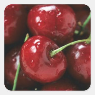 ROTE KIRSCHEN, QUADRATISCHE AUFKLEBER