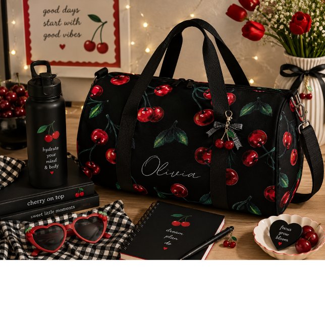Rote Kirschen, süß Duffle Bag (Von Creator hochgeladen)