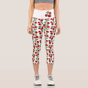 Rote Kirschen Überall Benutzerdefiniert Capri Leggings