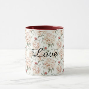 Rote Kirschherzen mit Creme Valentinstag Liebesbög Tasse