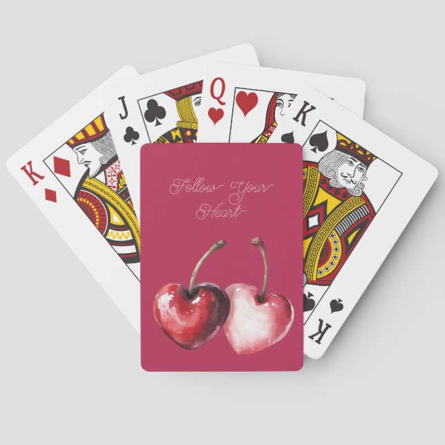 Rote Kirschherzen Spielkarten (Rückseite)