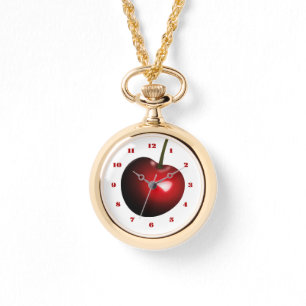 Rote Kirschuhr-Halskette Armbanduhr