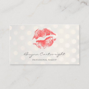 Rote Kiss Lips mit Golden Bokeh Dots Makeup Visitenkarte
