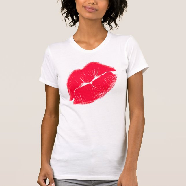 Rote Kissy Lippen T-Shirt (Vorderseite)