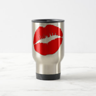 Rote Kissy Lips Reisebecher