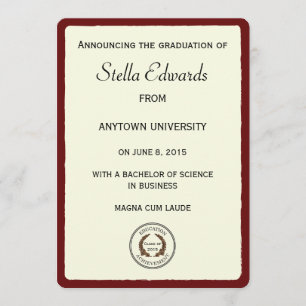 Rote klassische Abschluss-Mitteilungs-runde Ecken Ankündigung