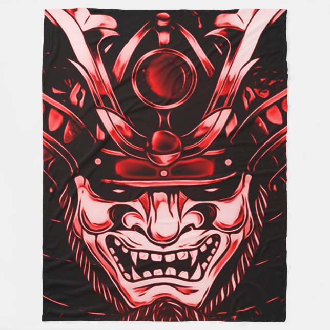 Rote klassische Dämon-Samurai-Gewohnheit groß Fleecedecke (Vorderseite)