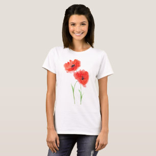 Rote Klatschmohn Wildblumen Mohnblumen Vintage T-Shirt