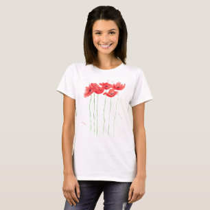Rote Klatschmohn Wildblumen Mohnblumen Vintage T-Shirt