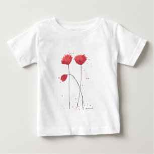 Rote Klatschmohnblumen Aquarell ländliche Wildblum Baby T-shirt