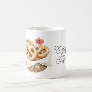 Rote Klatschmohnblumen-Brezeln Kaffeetasse