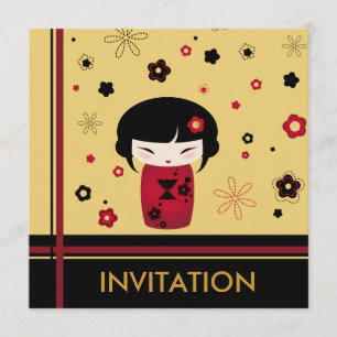 Rote Kokeshi Einladung