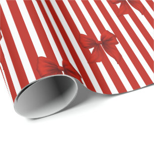 Rote Kokette Schleifen & Streifen Geschenkpapier