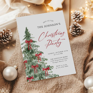 Rote Kokette Weihnachtsbaum-Party Einladung