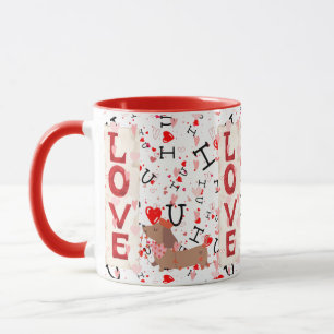 Rote Kombitasse Valentinstag Liebe Hund Design Tasse