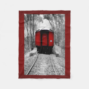 Rote Kombüsen-viktorianischer Dampf-Zug Fleecedecke