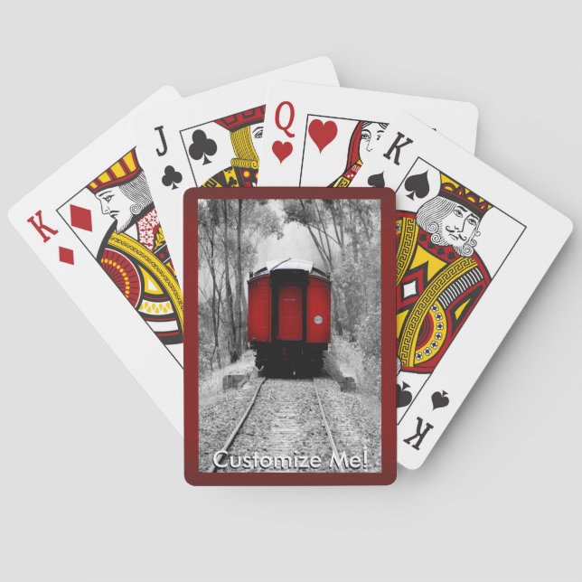 Rote Kombüsen-viktorianischer Dampf-Zug Spielkarten (Rückseite)