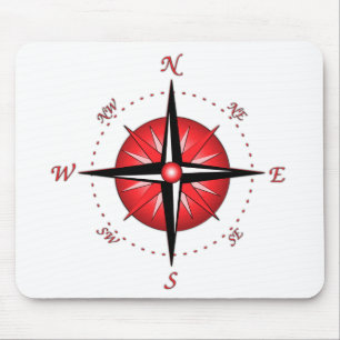 Rote Kompassrose Mousepad