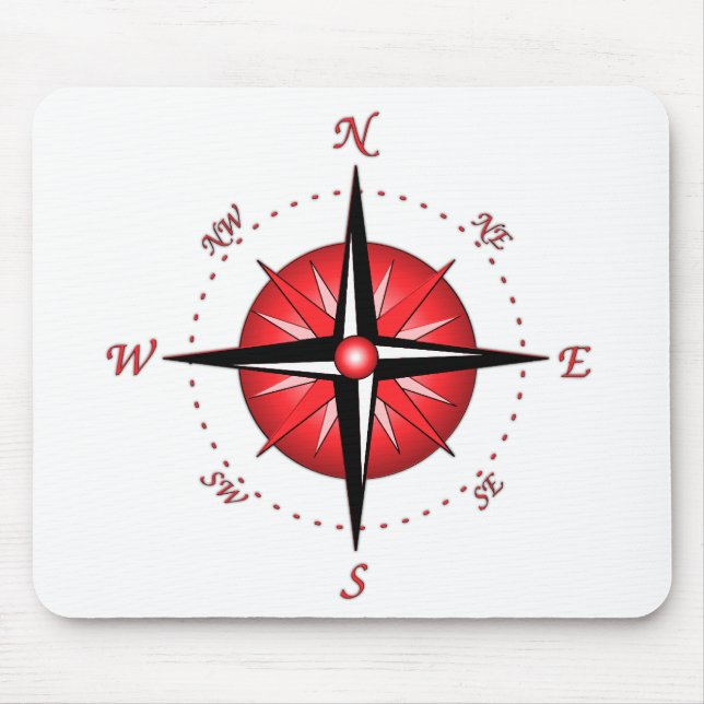 Rote Kompassrose Mousepad (Vorne)