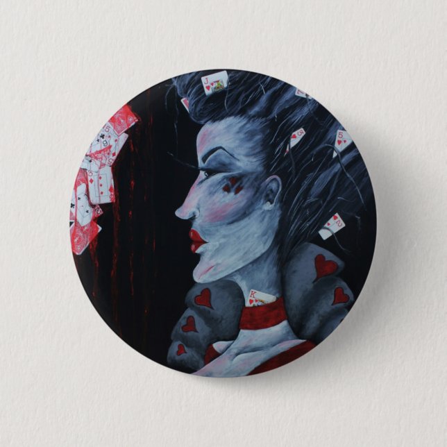 Rote Königin des Herzens Alice Wonderland Fantasy  Button (Vorderseite)