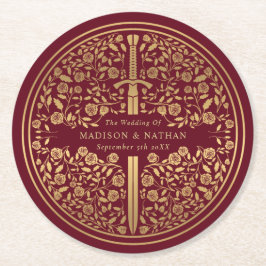 Rote Königliche Hochzeit des Mittelalters Runder Pappuntersetzer