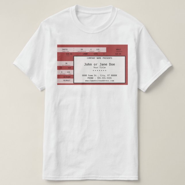 rote Konzertkarte T-Shirt (Design vorne)