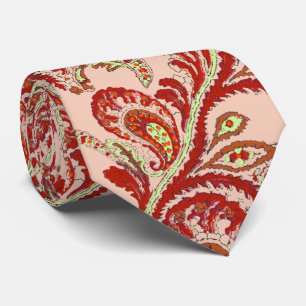 Rote Korallen-Limette Paisley Hochzeitskrawatte Krawatte