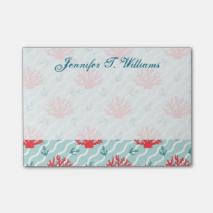 Rote Korallen-Muster 1% pipe% addieren Ihren Namen Post-it Klebezettel