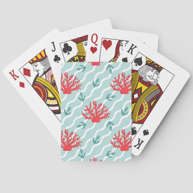 Rote Korallen-Muster 1 Spielkarten (Rückseite)