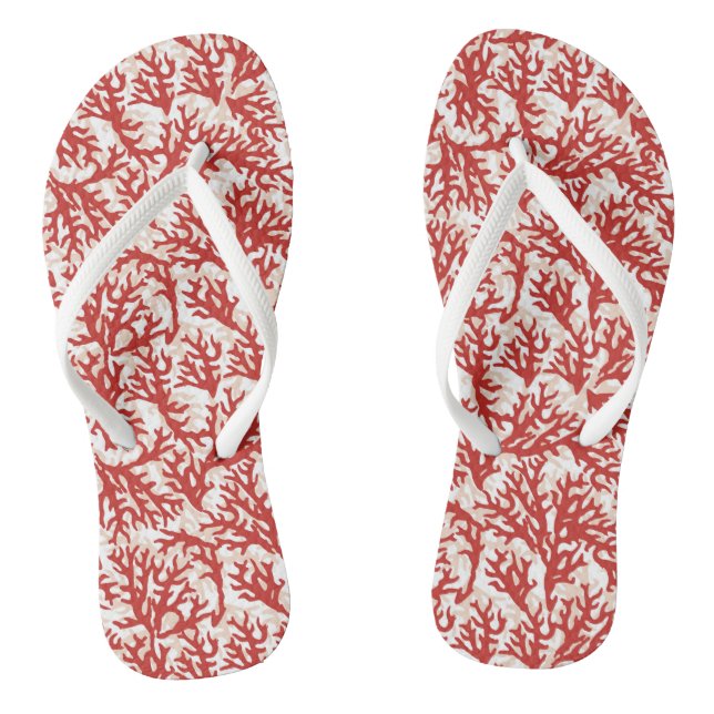 Rote Korallen-Muster 2 Flip Flops (Fußbett)