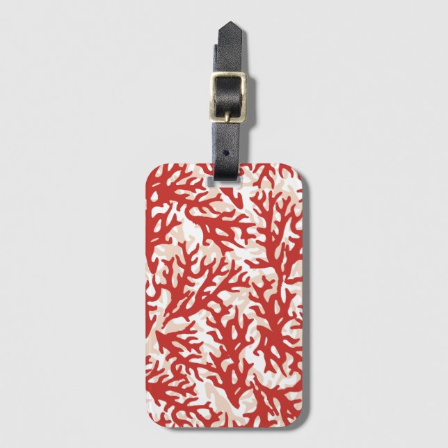 Rote Korallen-Muster 2 Gepäckanhänger (Vorderseite Vertikal)