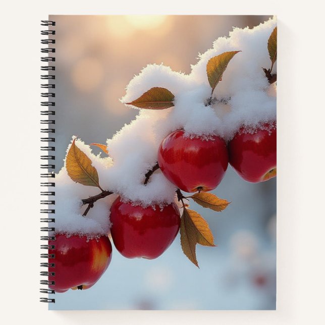 Rote, köstliche Äpfel und Spätsschnee Notizbuch (Vorderseite)