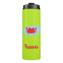 Rote Krabbe auf blauem und grünem individuelle Nam