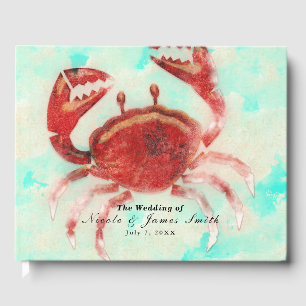 Rote Krabbe Elegante Strand Hochzeit Personalized Gästebuch