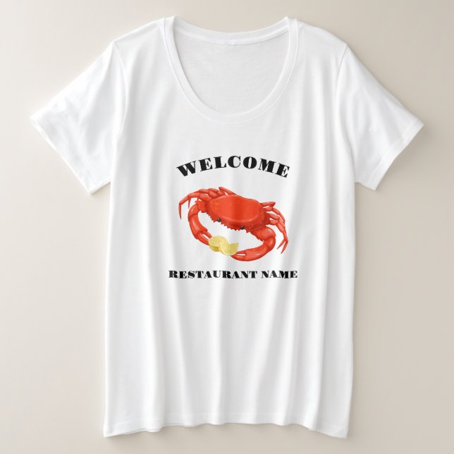 Rote Krabbe Mais Meeresfrüchte Restaurant Name Große Größe T-Shirt (Design vorne)