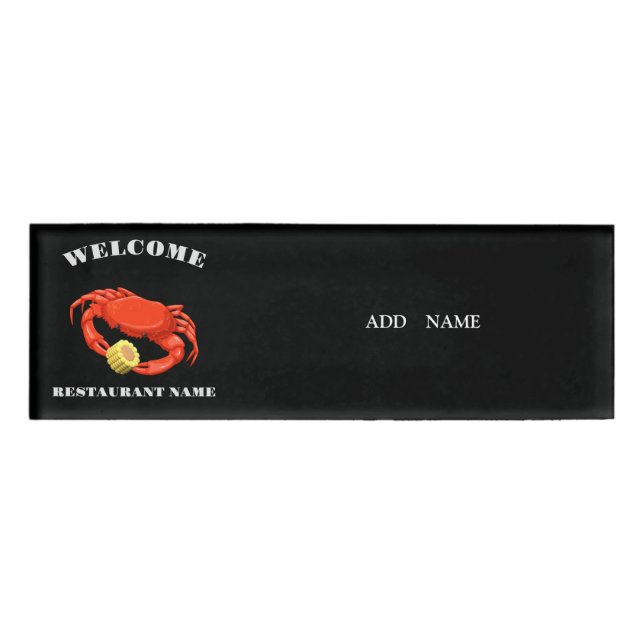 Rote Krabbe Mais Meeresfrüchte Restaurant Name Namenschild (Vorderseite)