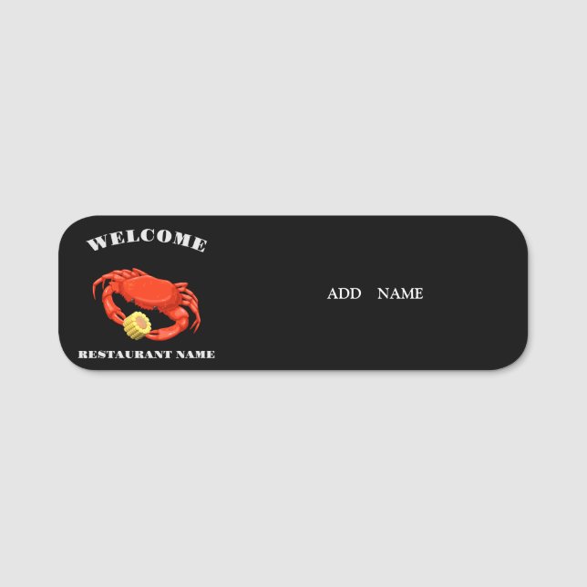 Rote Krabbe Mais Meeresfrüchte Restaurant Name Namensschild (Vorderseite)