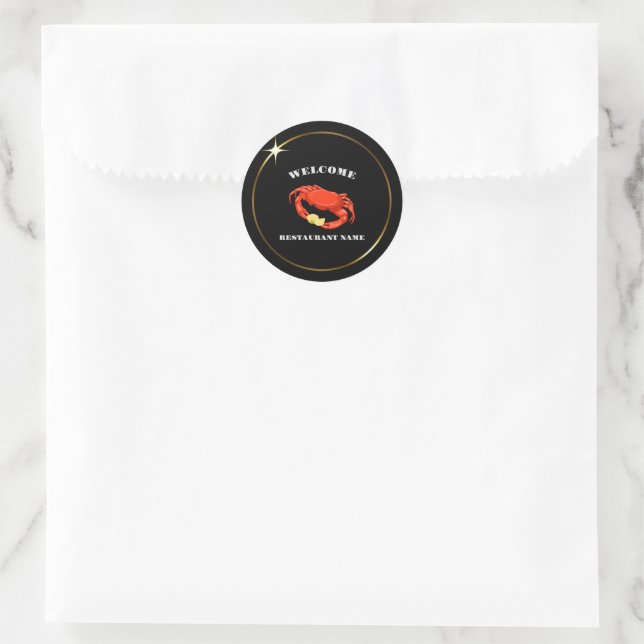 Rote Krabbe Mais Meeresfrüchte Restaurant Name Runder Aufkleber (Tasche)