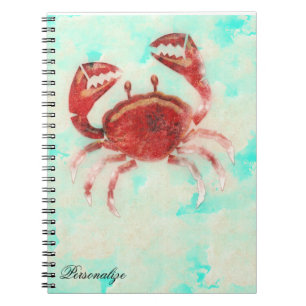 Rote Krabbe Ozean Meer Elegante Strand Journal Notizblock