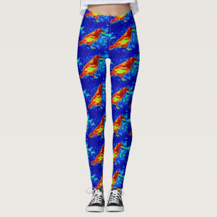 Rote Krähe blau Leggings