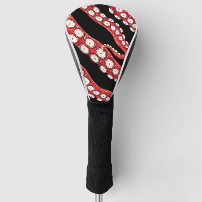 Rote Kraken-Kraken-Kraken-Tentakeln Golf Headcover (Vorderseite)