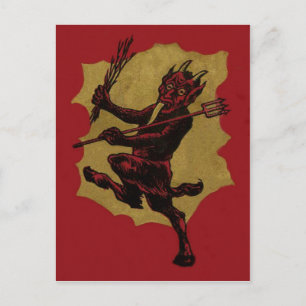 Rote Krampus Heugabel Schaltzunge Postkarte