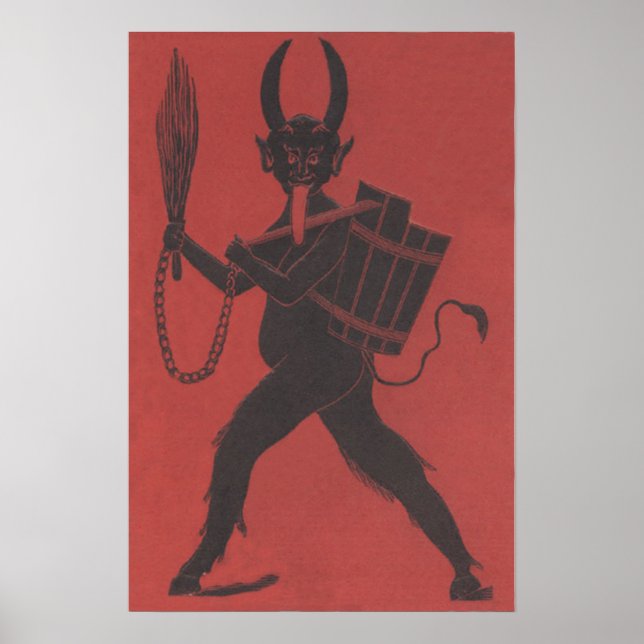 Rote Krampus-Korb-Umschalt-Kettensprache Poster (Vorne)