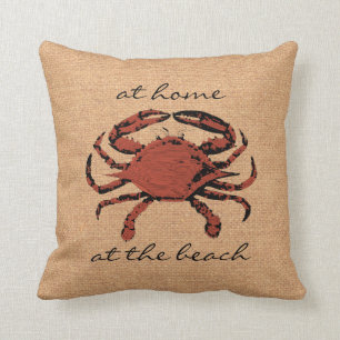Rote Krebs-Illustration Nautilus-Jute Strand - Zuh Kissen